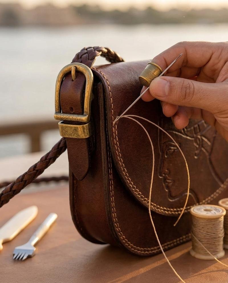 Polishing and edge burnishing leather bag - ASL Egyptian Leather