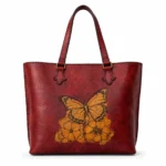 Handmade Leather Butterfly Tote Bag - Scarlet Red - Handmade Egyptian Leather - ASL