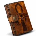 Interior of Handmade Leather Ankh Eye of Horus Wallet - Distressed Tan - ASL Egypt