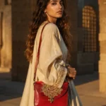 Handmade Leather Rose Crossbody Bag - Scarlet Red - Handmade Egyptian Leather - ASL