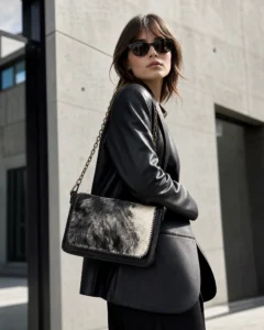 Handmade Cowhide Leather Crossbody Bag — Black | ASL Egypt