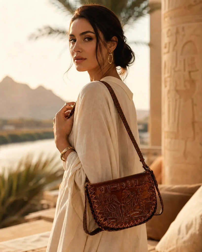 Handmade Egyptian Leather Saddle Bag - Tan Brown - Handmade Egyptian Leather - ASL