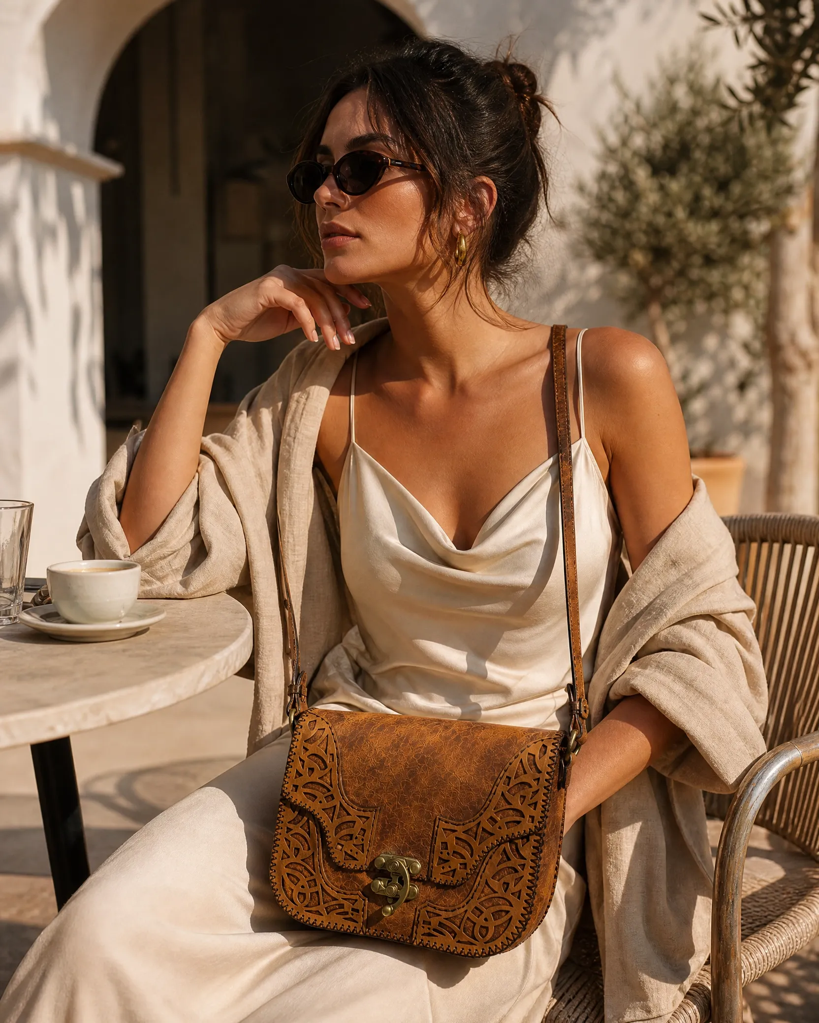 Handmade Leather Crossbody Bag — Filigree Cut-Out | ASL Egypt