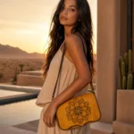 Handmade Leather Crossbody Wallet Bag - Saffron Yellow - Handmade Egyptian Leather - ASL