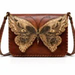 Handmade Butterfly Leather Crossbody Bag - Brown - Handmade Egyptian Leather - ASL