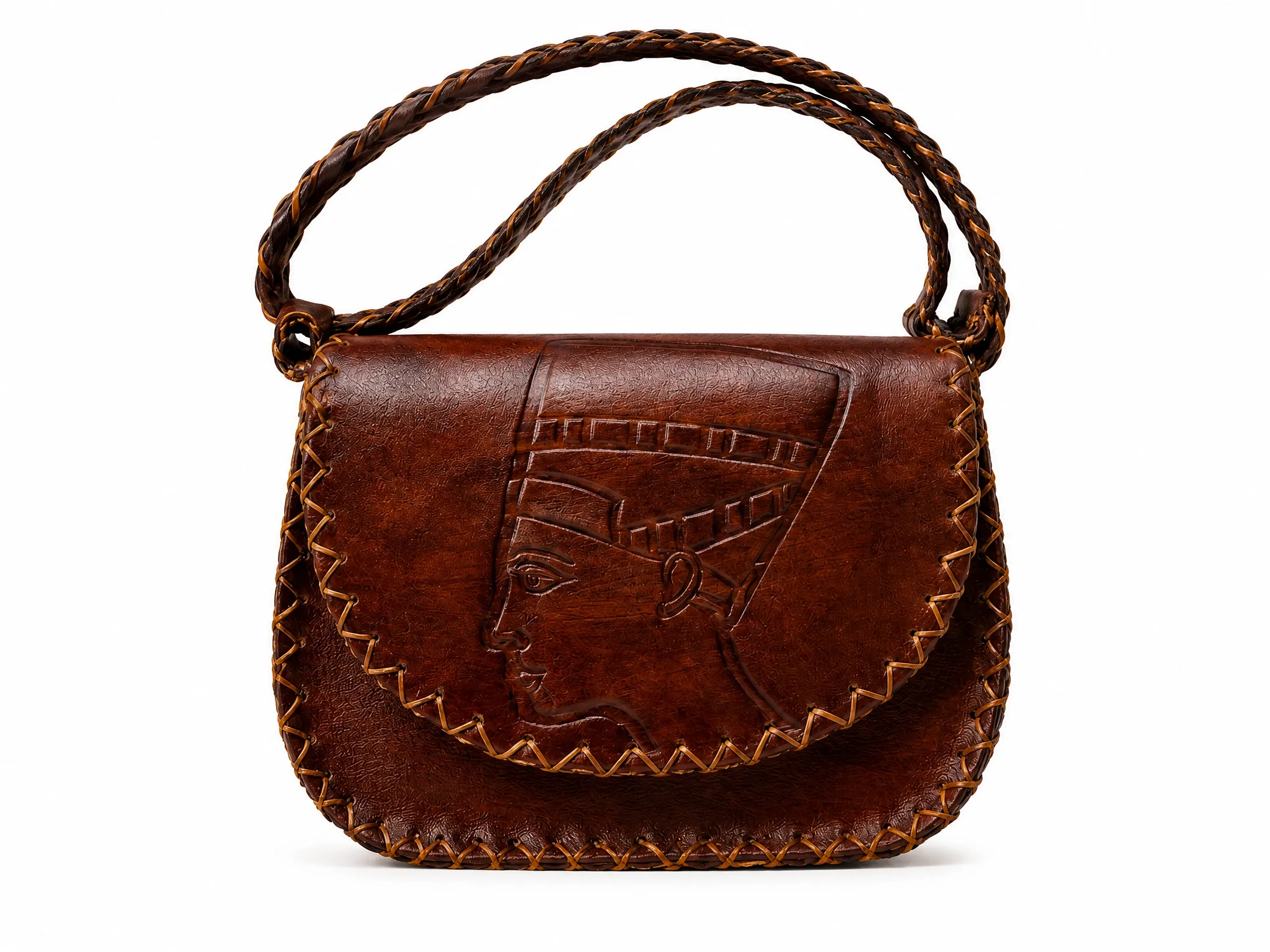 Handmade Nefertiti Leather Crossbody Bag — Brown | ASL Egypt Alternative