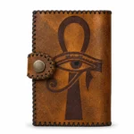 Handmade Leather Ankh Eye of Horus Wallet - Distressed Tan - Handmade Egyptian Leather - ASL
