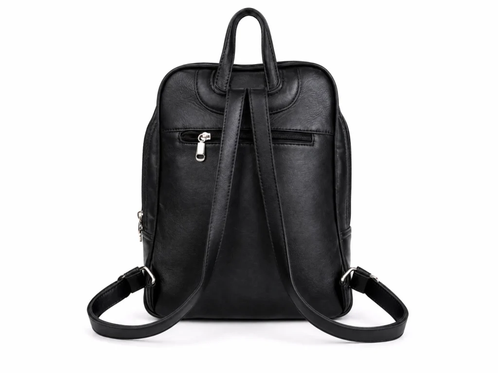 Interior of Handmade Leather Cowhide Backpack - Black and White - ASL Egypt