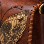 Interior of Handmade Butterfly Leather Crossbody Bag - Brown - ASL Egypt
