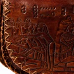 Detail view of Handmade Egyptian Leather Saddle Bag - Tan Brown - ASL Egypt