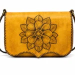 Side view of Handmade Leather Crossbody Wallet Bag - Saffron Yellow - ASL Egypt