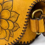 Back view of Handmade Leather Crossbody Wallet Bag - Saffron Yellow - ASL Egypt