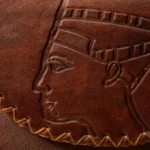 Side view of Handmade Nefertiti Leather Crossbody Bag - Brown - ASL Egypt