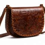 Side view of Handmade Egyptian Leather Saddle Bag - Tan Brown - ASL Egypt