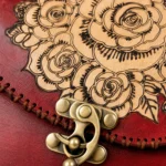 View of Handmade Leather Rose Crossbody Bag - Scarlet Red - ASL Egypt