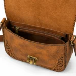 Interior of Handmade Leather Crossbody Bag - Filigree Cut-Out - ASL Egypt